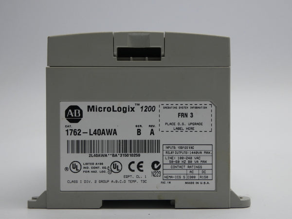 INDUSTRIAL SPARE PART 1762-L40AWA SER. B F/W 3 REV. A 100/120VAC (NO COVER) UNMP