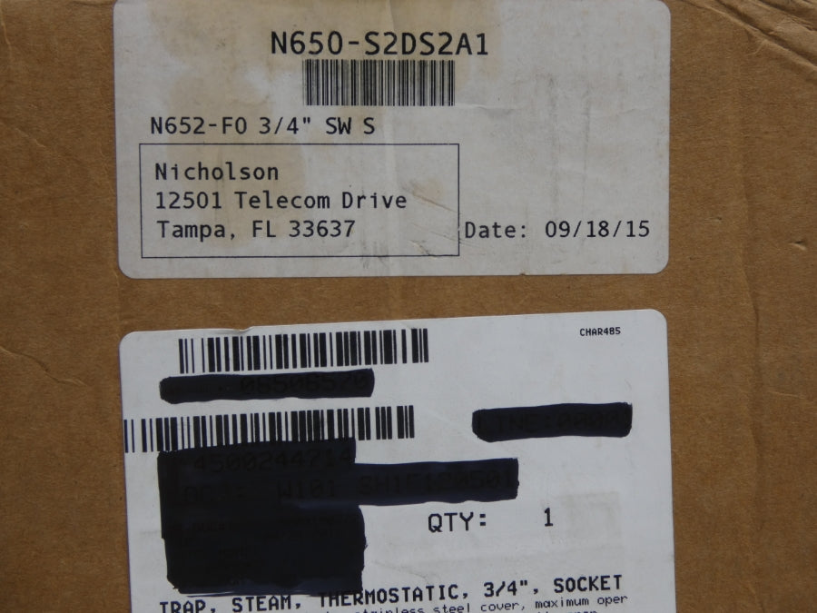 NICHOLSON N650-S2DS2A1 N652-F0 3/4" NSFS