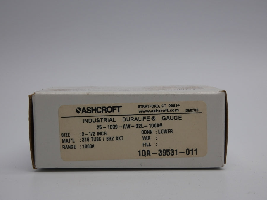 ASHCROFT 25-1009-AW-02L-1000# 1000PSI NSMP