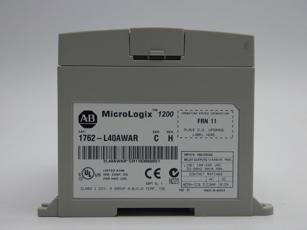 INDUSTRIAL SPARE PART 1762-L40AWAR SER. C F/W 11 REV. H 100/120VAC (AS IS) UNMP