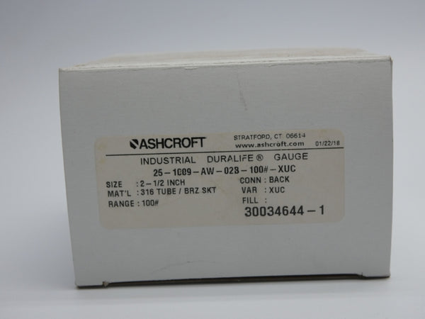 ASHCROFT 25-1009-AW-02B-100#-XUC 100PSI NSMP