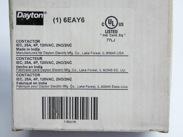 DAYTON 6EAY6 120VAC 25A NSMP