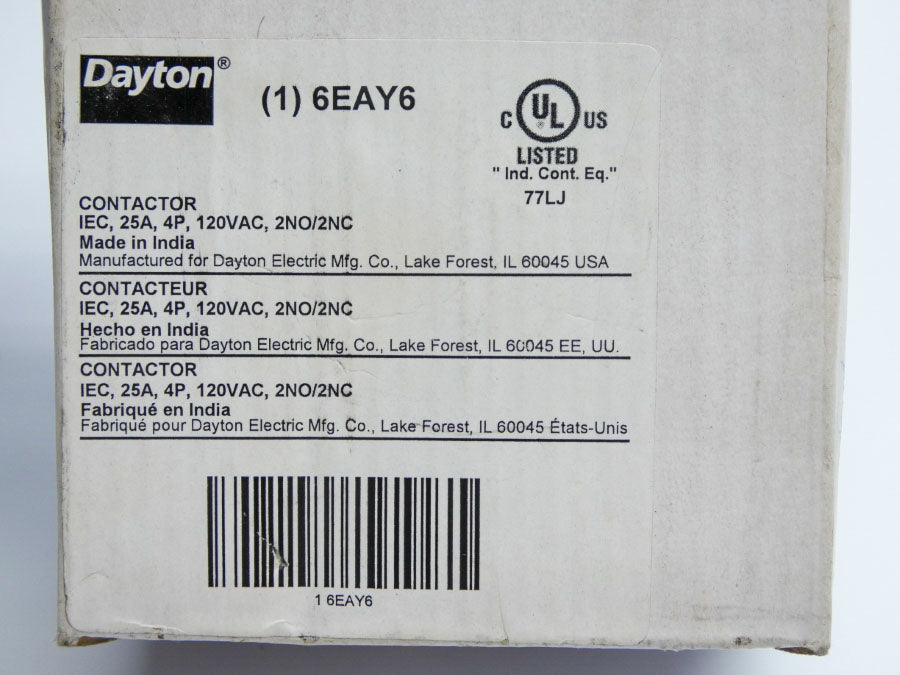 DAYTON 6EAY6 120VAC 25A NSMP