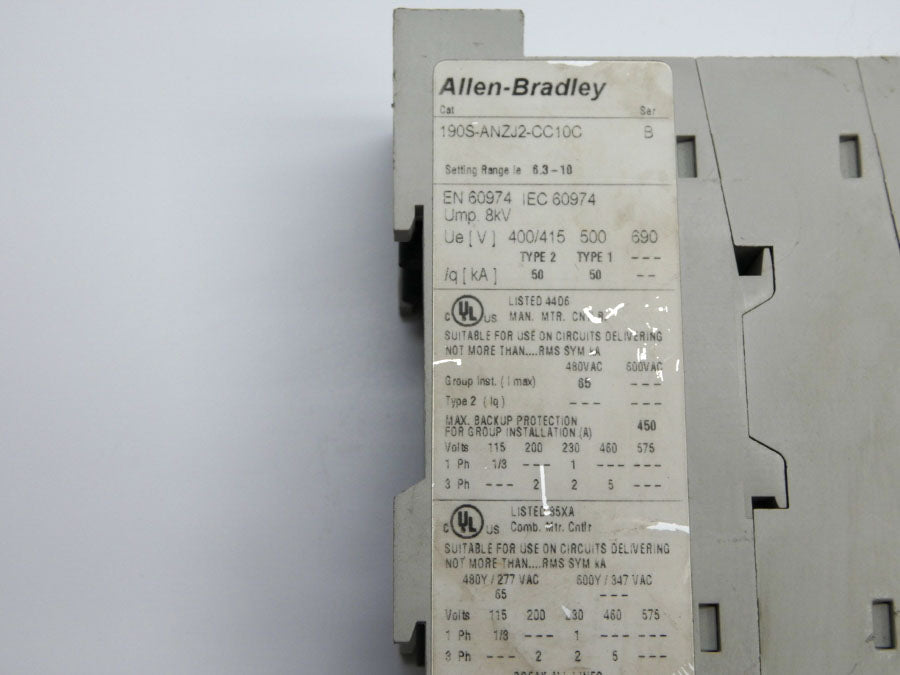 INDUSTRIAL SPARE PART 190S-ANZJ2-CC10C SER. B 24VDC 6.3-10A UNMP