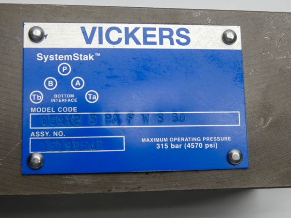 VICKERS DGMX25PAFWS30 161906JB 4750PSI NSNP