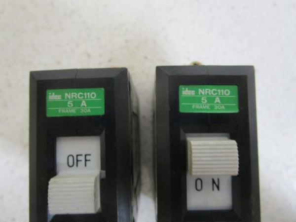LOT OF 2 IDEC CIRCUIT BREAKER 5A NRC110-5A UNMP