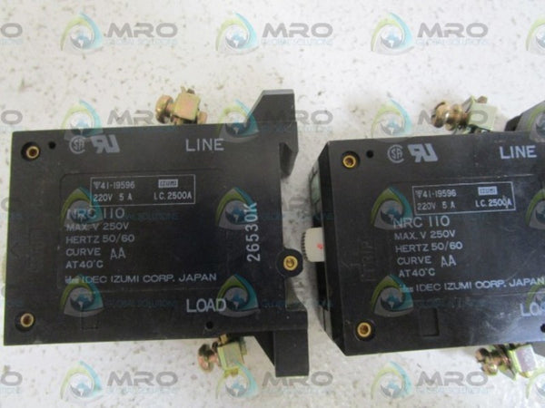 LOT OF 2 IDEC CIRCUIT BREAKER 5A NRC110-5A UNMP