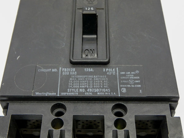 WESTINGHOUSE FB3125 600VAC 125A NSMP