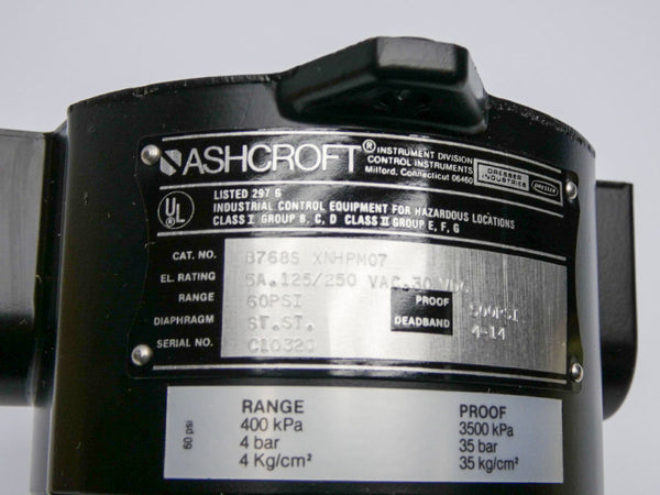 ASHCROFT B768S XNHPM07 125/250VAC 5A 60PSI NSMP