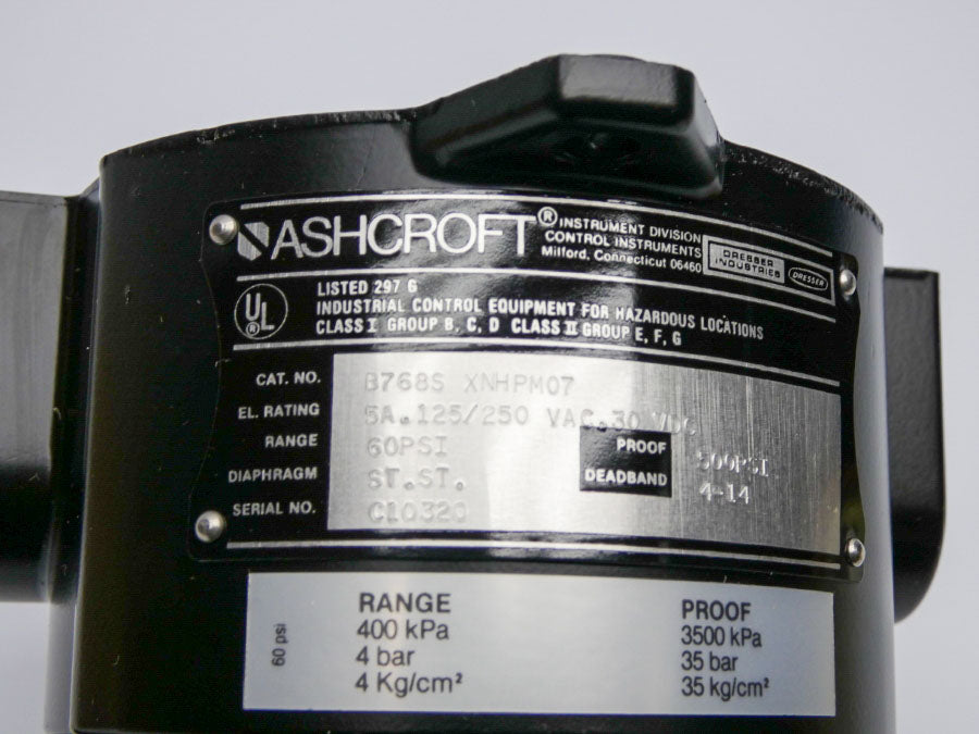 ASHCROFT B768S XNHPM07 125/250VAC 5A 60PSI NSMP