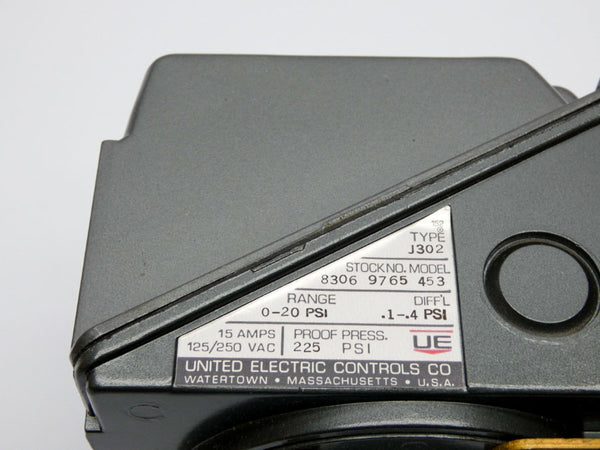 UNITED ELECTRIC J302-453 125/250VAC 15A 0-20PSI NSMP