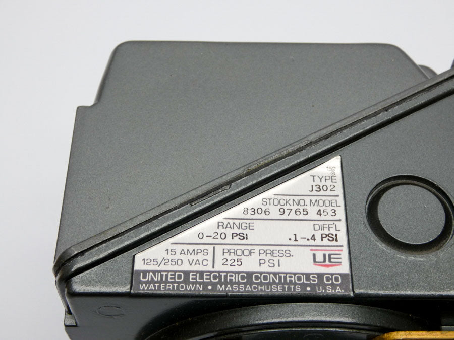 UNITED ELECTRIC J302-453 125/250VAC 15A 0-20PSI NSMP