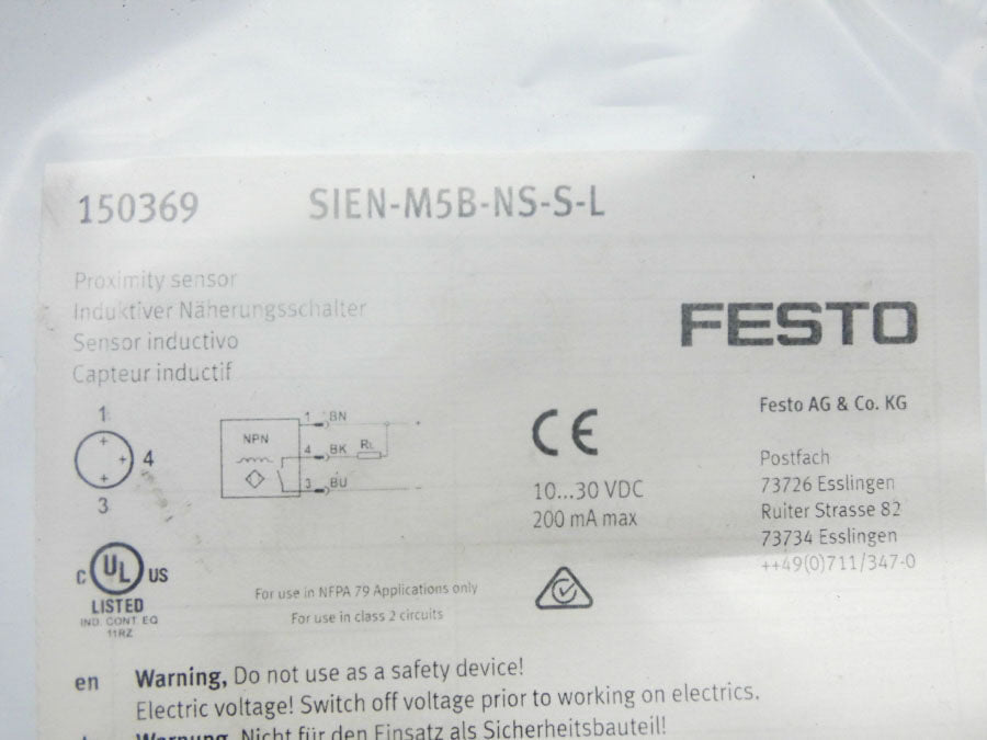 FESTO SIEN-M5B-NS-S-L 150369 10-30VDC NSMP