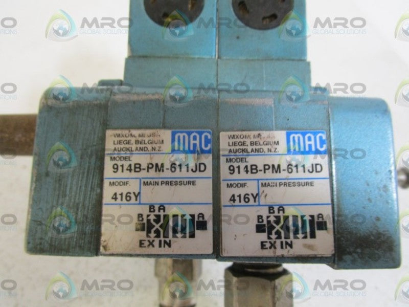 MAC VALVE (2) 914B-PM-611JD W/ PME-611JD UNMP