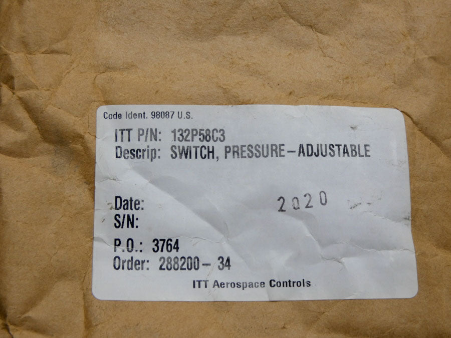 ITT 132P58C3 125/250VAC 11A 3-30PSI NSMP