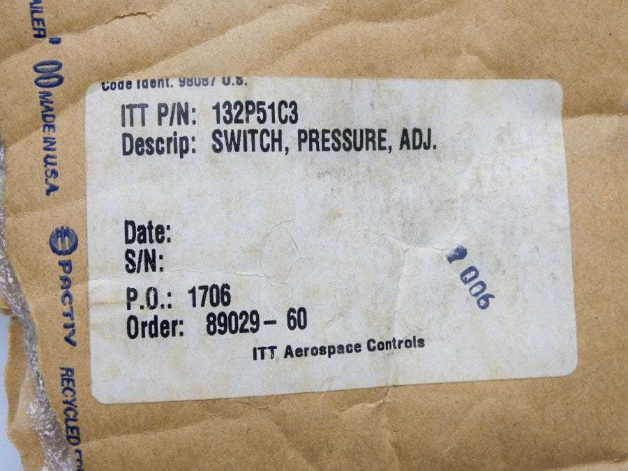 ITT 132P51C3 125/250VAC 11A 50-250PSI NSMP
