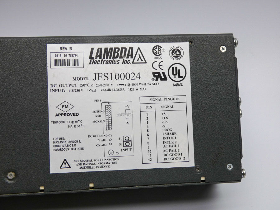 LAMBDA ELECTRONICS JFS100024 115/230V 12.0/6.5A UNMP