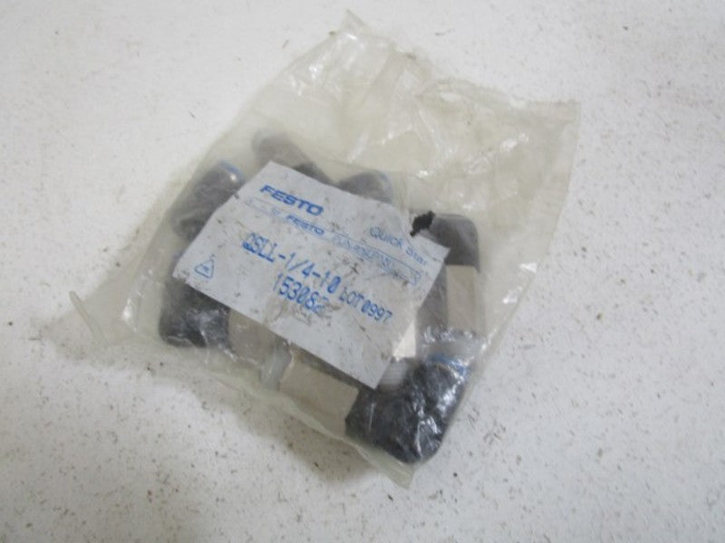 LOT OF 6 FESTO PUSH-IN L-FITTING QSLL-1/4-10 NSNP IN BAG