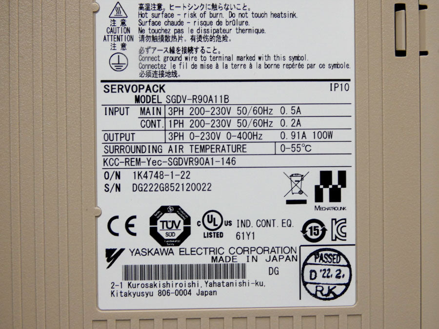 YASKAWA SGDV-R90A11B 0-230V 0.91A NSNP