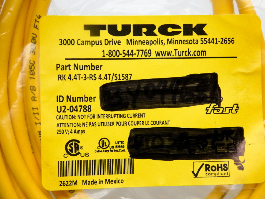 TURCK RK4.4T-3-RS4.4T/S1587 U2-04788 250V 4A NSMP