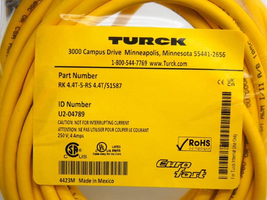 TURCK RK4.4T-5-RS4.4T/S1587 U2-04789 250V 4A NSMP