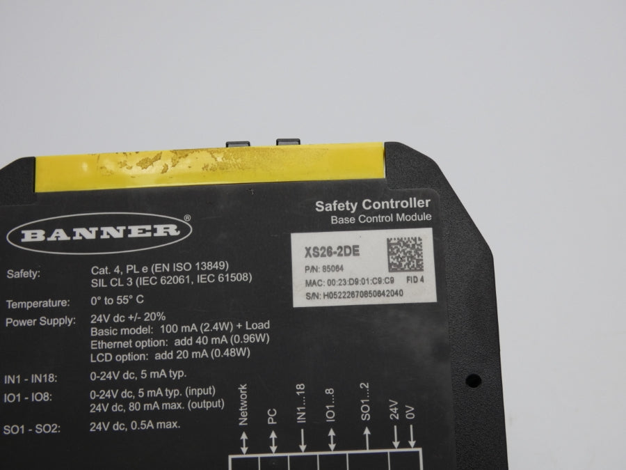 BANNER ENGENEERING XS26-2DE 85064 24VDC 0.5A NSNP