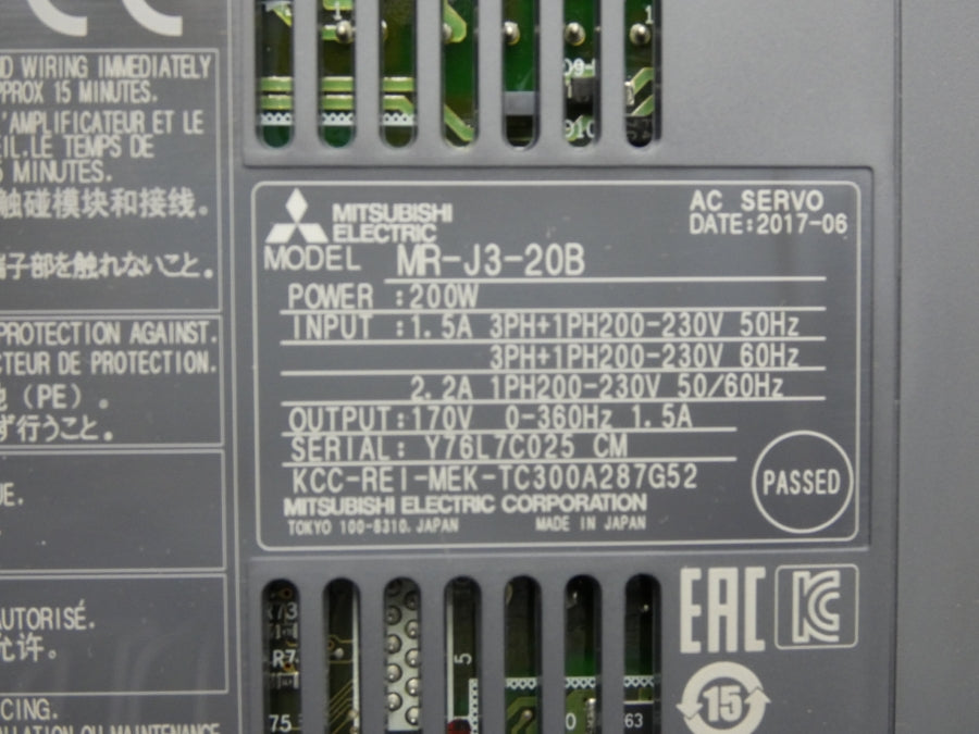 MITSUBISHI MR-J3-20B 200-230V 2.2A NSMP