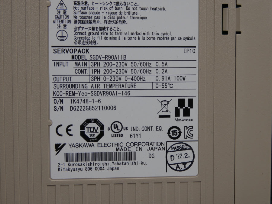 YASKAWA SGDV-R90A11B 200-230V 0.5A NSMP
