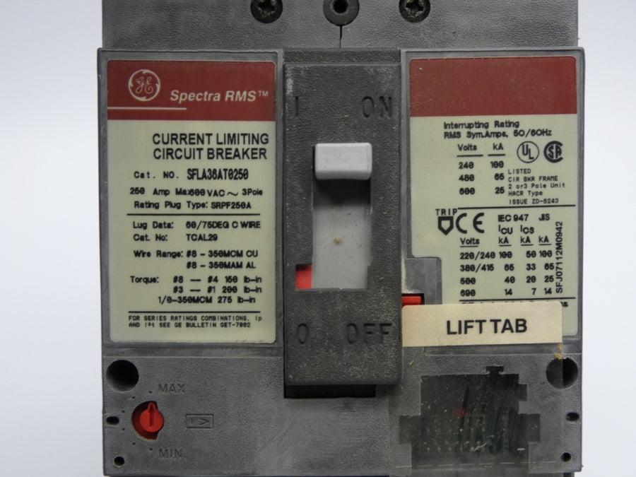 GENERAL ELECTRIC SFLA36AT0250 600VAC 250A NSMP