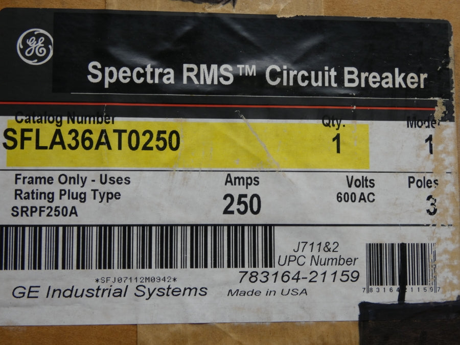 GENERAL ELECTRIC SFLA36AT0250 600VAC 250A NSMP