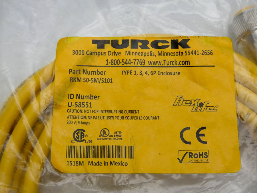 TURCK RKM50-5M/S101 U-58551 300V 9A NSMP