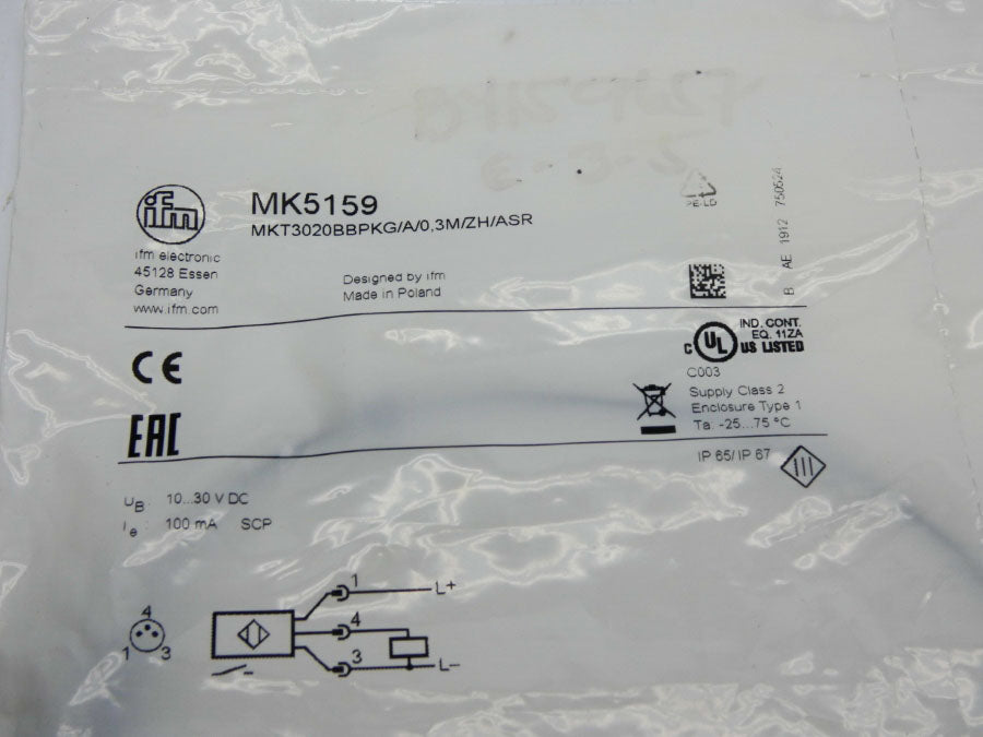IFM EFECTOR MKT3020BBPKG/A/0.3M/ZH/ASR MK5159 10-30VDC NSMP