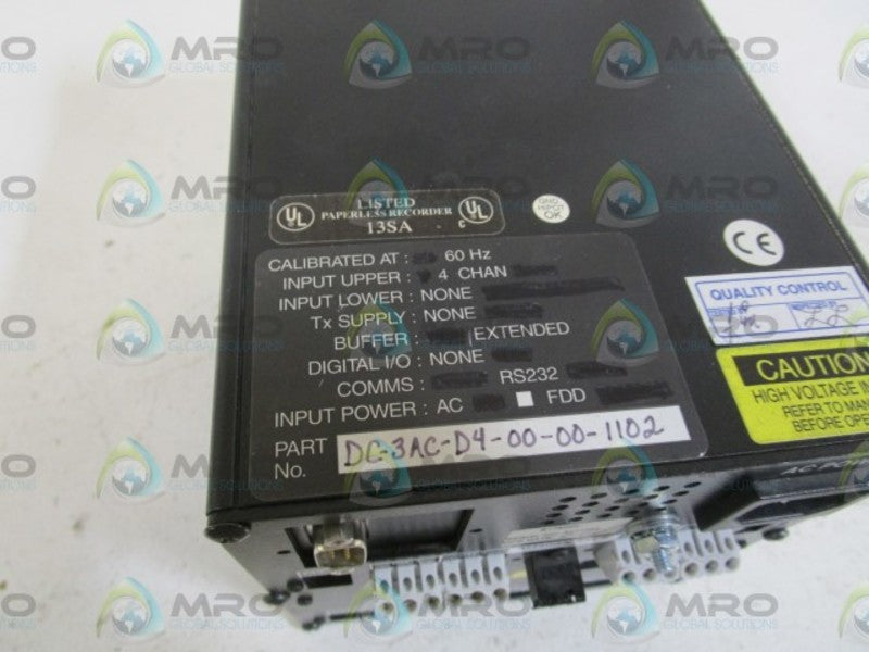 MONARCH DATACHART PAPERLESS RECORDER DC-3AC-D4-00-00-102 UNMP