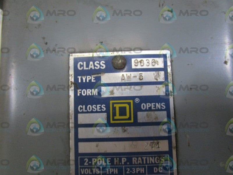 SQUARE D FLOAT SWITCH 9036-AW-5 UNMP