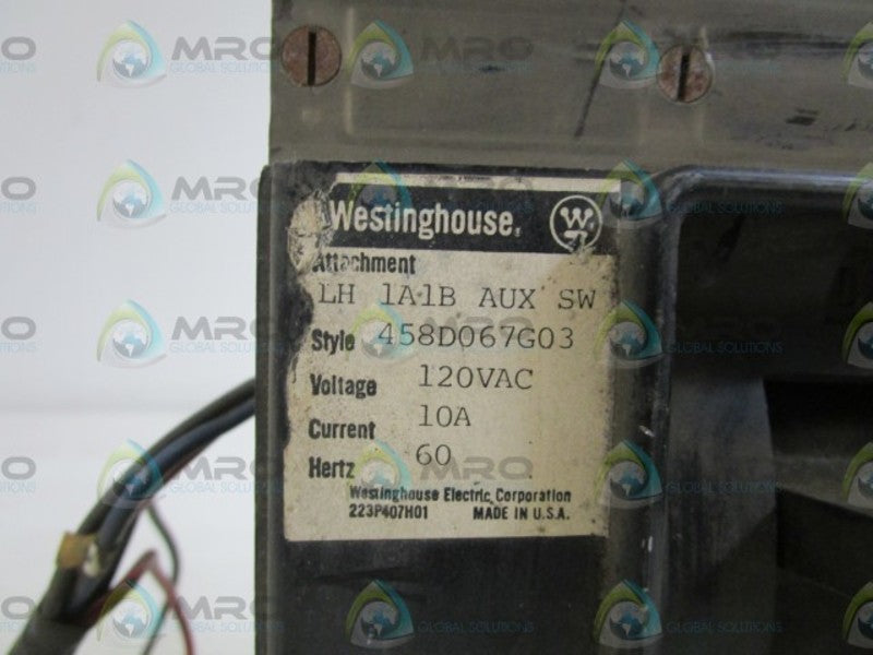 WESTINGHOUSE CIRCUIT BREAKER 458D067G03 UNMP