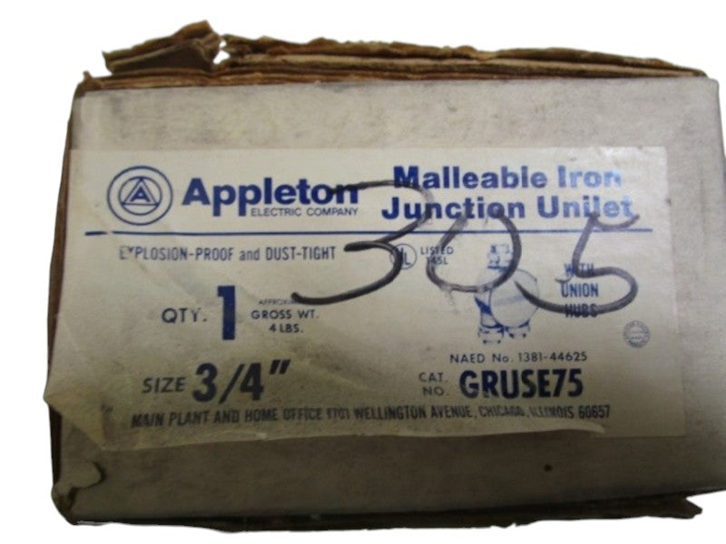 APPLETON MALLEABLE IRON JUNCTION UNILET 3/4" GRUSE75  NSMP