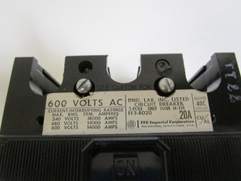 GOULD CIRCUIT BREAKER 20AMPS EF3-B020 NSMP