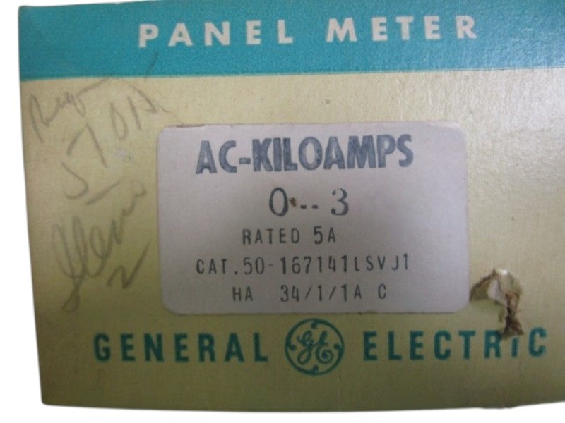 GENERAL ELECTRIC 0-3 AC KILOAMPERES PANEL METER 50-167141LSVJ1 NSMP