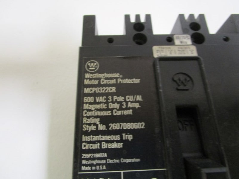 WESTINGHOUSE MCP0322CR CIRCUIT BREAKER 3A NSNP