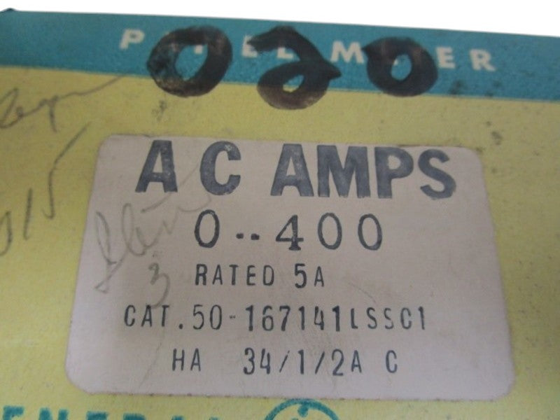 GENERAL ELECTRIC 0-400 AC AMPS PANEL METER 50-167141LSSC1 NSMP