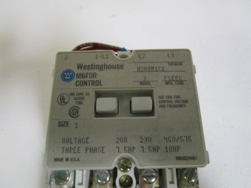 WESTINGHOUSE MOTOR CONTROL SIZE 1 A200M1CR UNMP