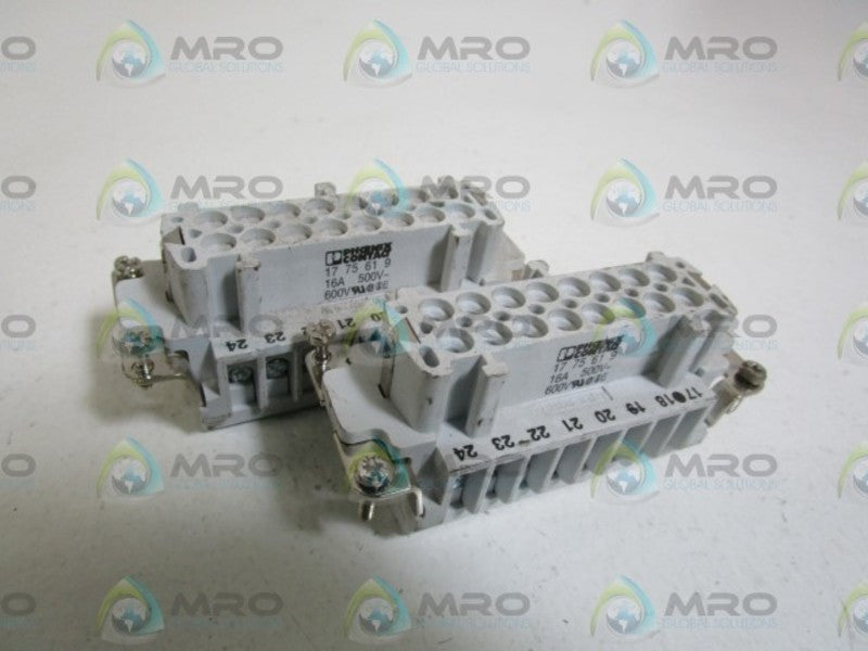 LOT OF 2 PHOENIX CONTACT CONNECTOR 17 75 61 9 NSNP
