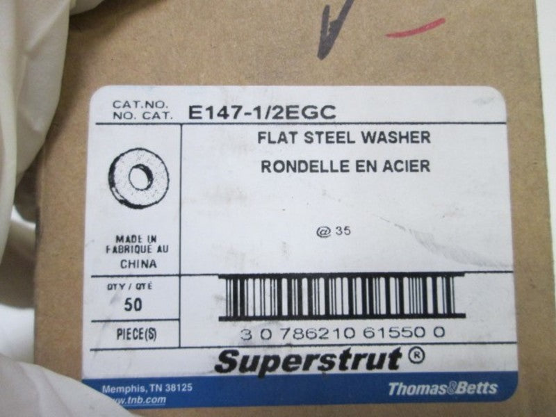 LOT OF 50 THOMAS & BETTS FLAT STEEL WASHER E147-1/2EGC NSMP