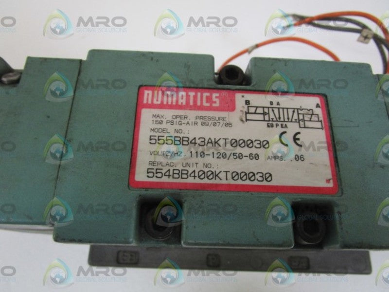 NUMATICS SOLENOID VALVE 555BB43AKT00030 UNMP