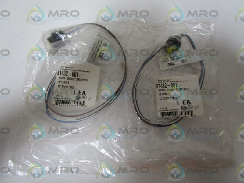 LOT OF 2 BRAD HARRISON 4P FEMALE RECEPTACLE 81432-001 NSMP