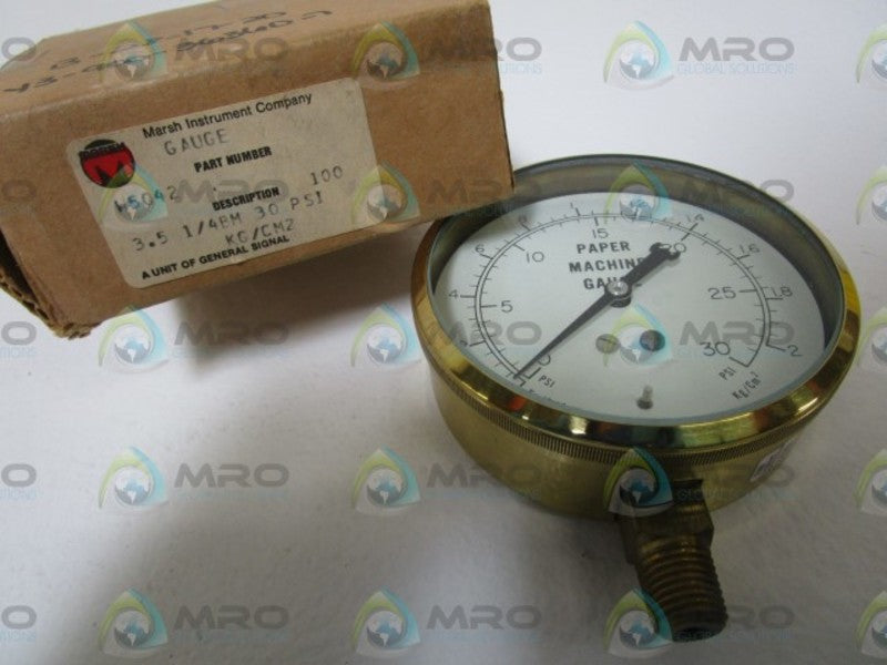 MARSH PRESSURE GAUGE 30PSI W5042 NSMP