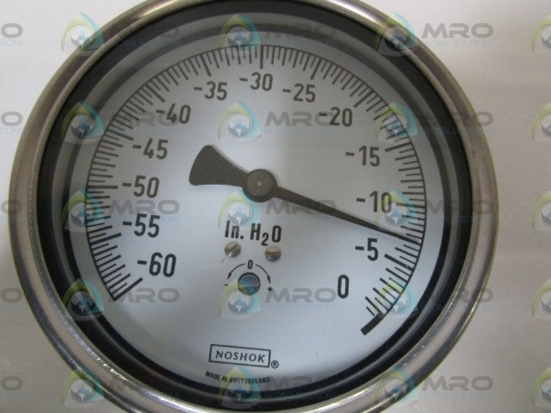 NOSHOK 1/4" NPT PRESSURE GAUGE   40.200 60 InH2O VAC. NSMP