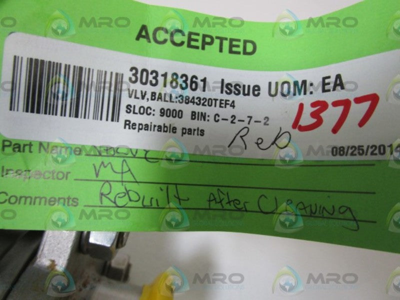 TOP-FLO BALL VALVE  384320TEF4 (REBUILT) NSNP