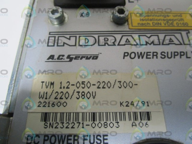 INDRAMAT TVM1.2-050-220/300-W1/220/380V AC SERVO POWER SUPPLY UNMP