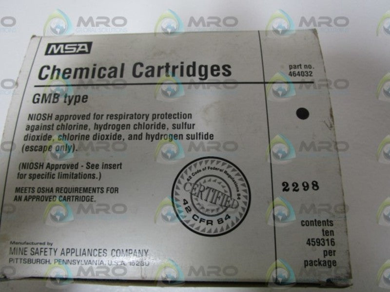 LOT OF 6 MSA CHEMICAL CARTRIDGES 459316 NSMP